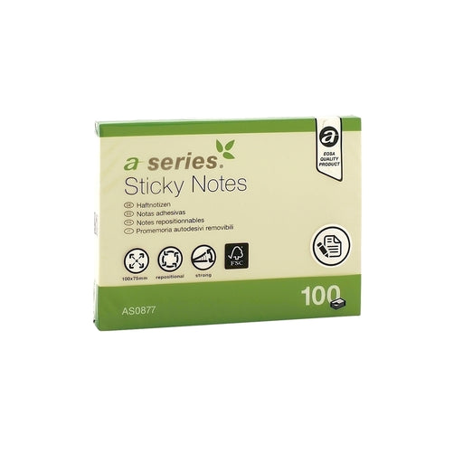 Notes Adeziv Galben 100x75 mm 100 File - A-Series