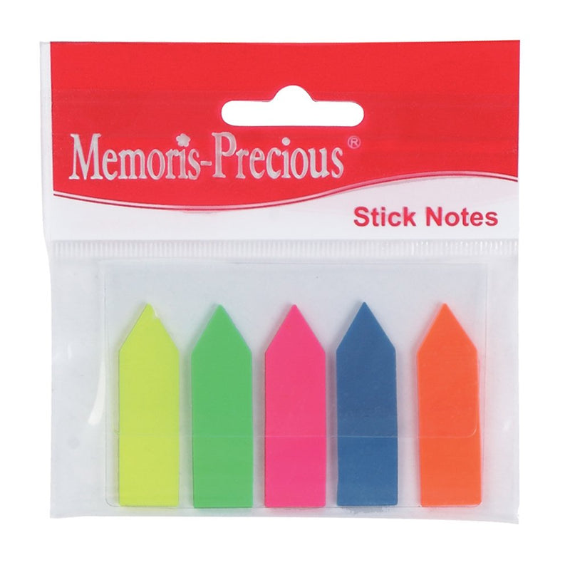 Index Autoadeziv Plastic Săgeată 12x45 mm, 5 Culori/Set, 25 File/Culoare - Memoris-Precious