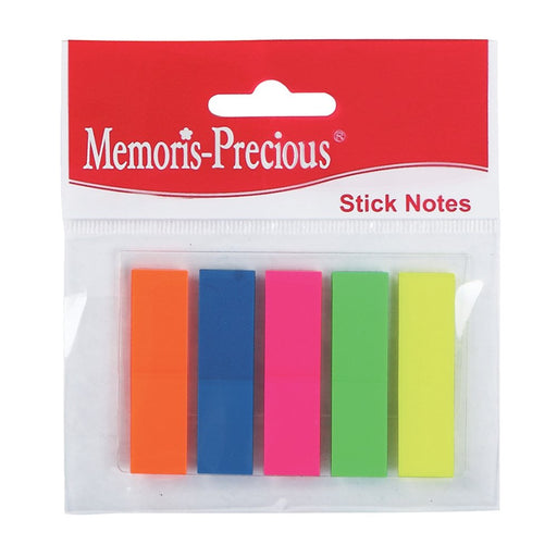 Index Autoadeziv Plastic 12x45 mm, 5 Culori/Set, 25 File/Culoare - Memoris-Precious