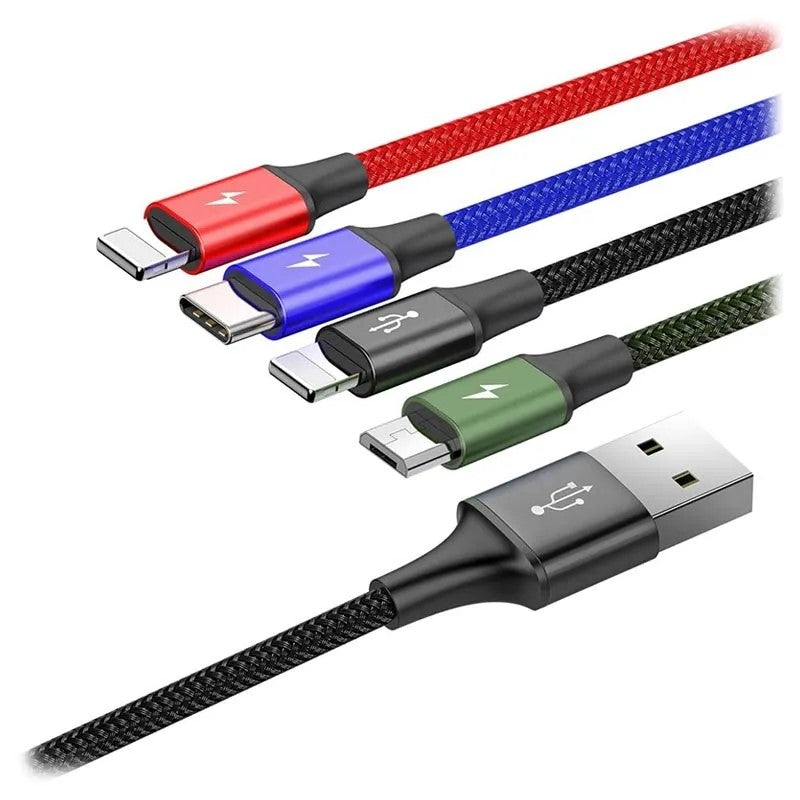 Cablu Rapid 4-in-1 USB la 2x Lightning/USB-C/Micro-USB 1.2m 3.5A Negru - Baseus