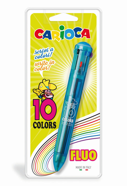 Pix cu 10 Culori Fluorescente Corp Transparent Color Click Blister Carioca
