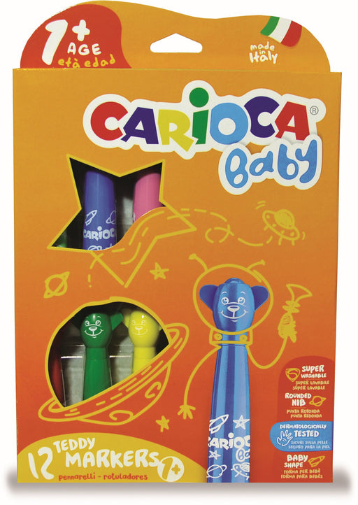 Carioci Super Lavabile Baby Teddy 1+ Vârf Rotunjit 12 Culori Carioca