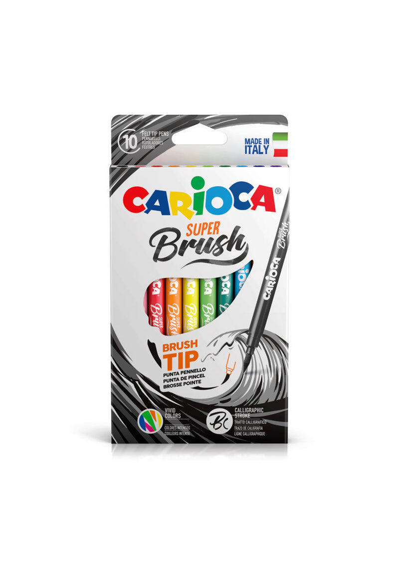 Carioci Vârf Flexibil 1-6 mm Tip Pensulă Super Brush 10 Culori Carioca
