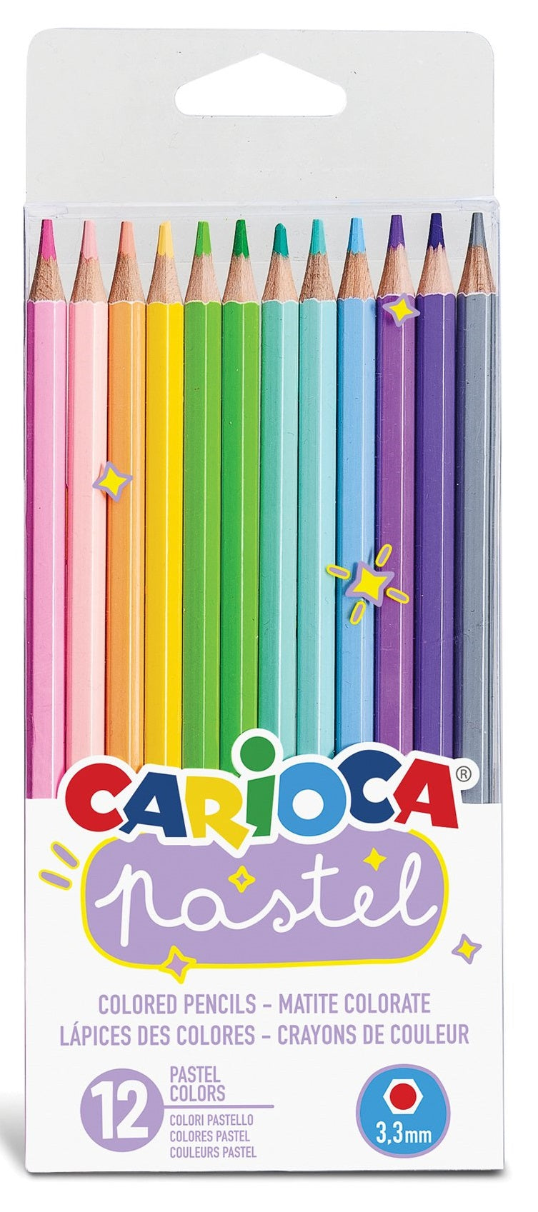 Creioane Colorate Pastel Hexagonale 12 Culori Carioca