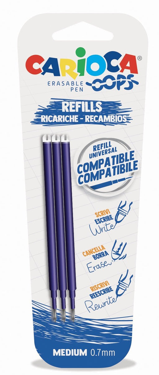 Rezerve Pix Erasable Oops 0,7 mm 3 buc Albastre Carioca