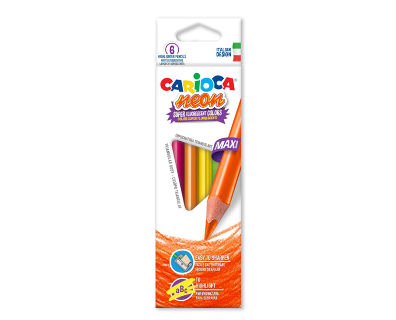 Creioane Colorate Maxi Neon Triunghiulare Fluorescente 6 Culori Carioca