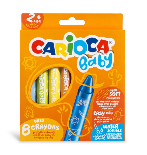 Creioane Cerate Rotunde Solubile în Apă Baby Wild Crayons 2+ 8 Culori Carioca