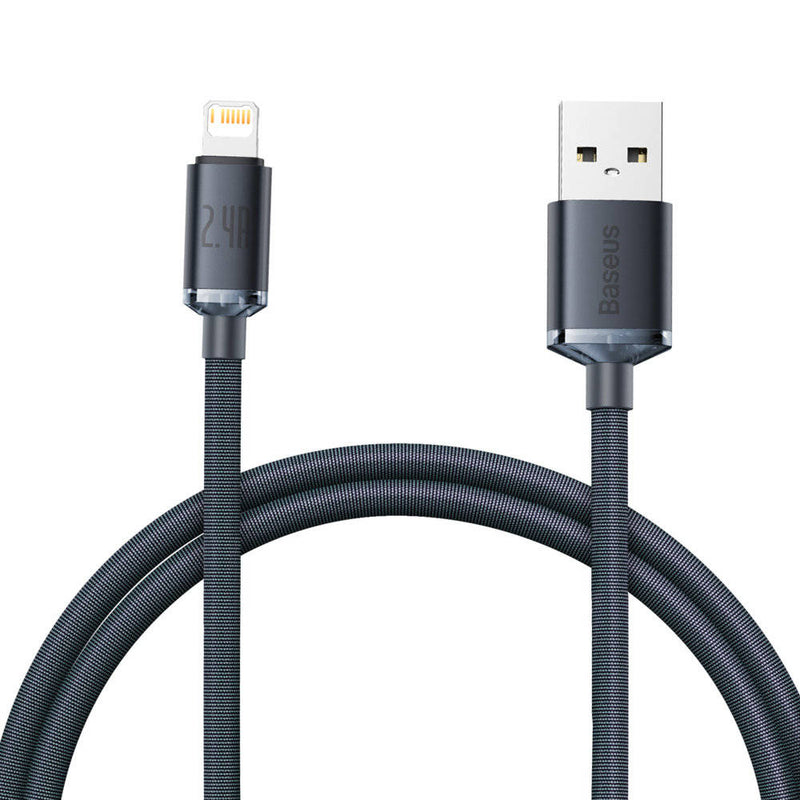 Cablu Baseus Crystal Shine USB la Lightning 1.2m 2.4A Negru