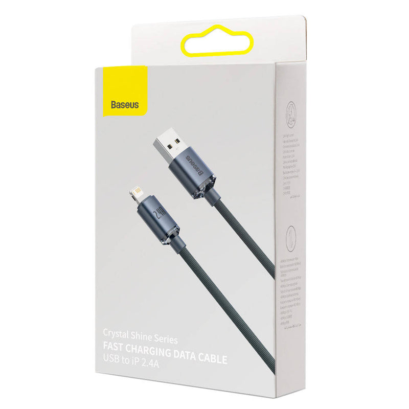 Cablu Crystal Shine USB la Lightning 1.2m 2.4A Negru - Baseus