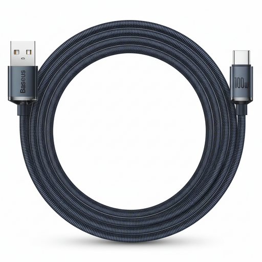 Cablu Baseus Crystal Shine USB la USB-C 2m 100W Negru