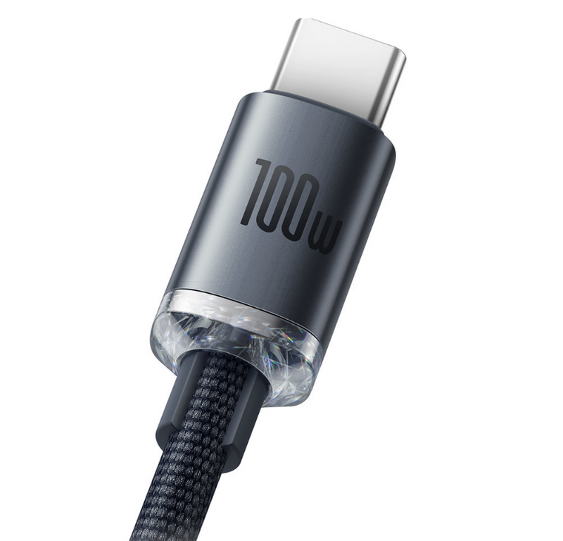 Cablu Crystal Shine USB la USB-C 2m 100W Negru - Baseus