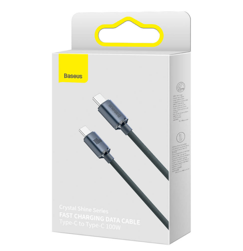 Cablu Crystal Shine USB-C la USB-C 2m 100W Negru - Baseus