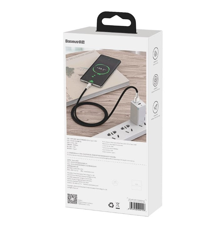 Cablu Cafule Metal USB la USB-C 2m 66W Negru - Baseus