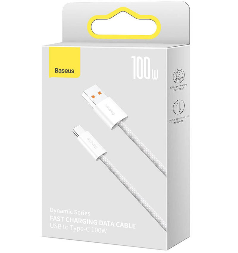 Cablu Dynamic USB la USB-C 1m 100W Alb - Baseus