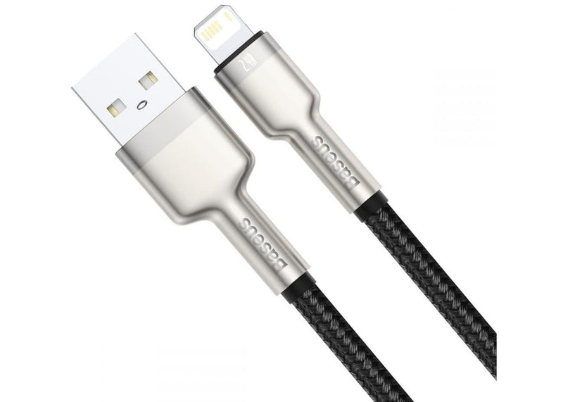 Cablu Cafule Metal USB-A la Lightning 0.25m 2.4A Negru - Baseus