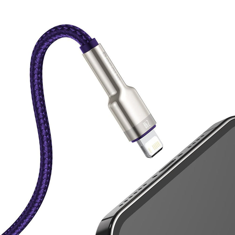 Cablu Cafule Metal USB la Lightning 1m 2.4A Violet - Baseus