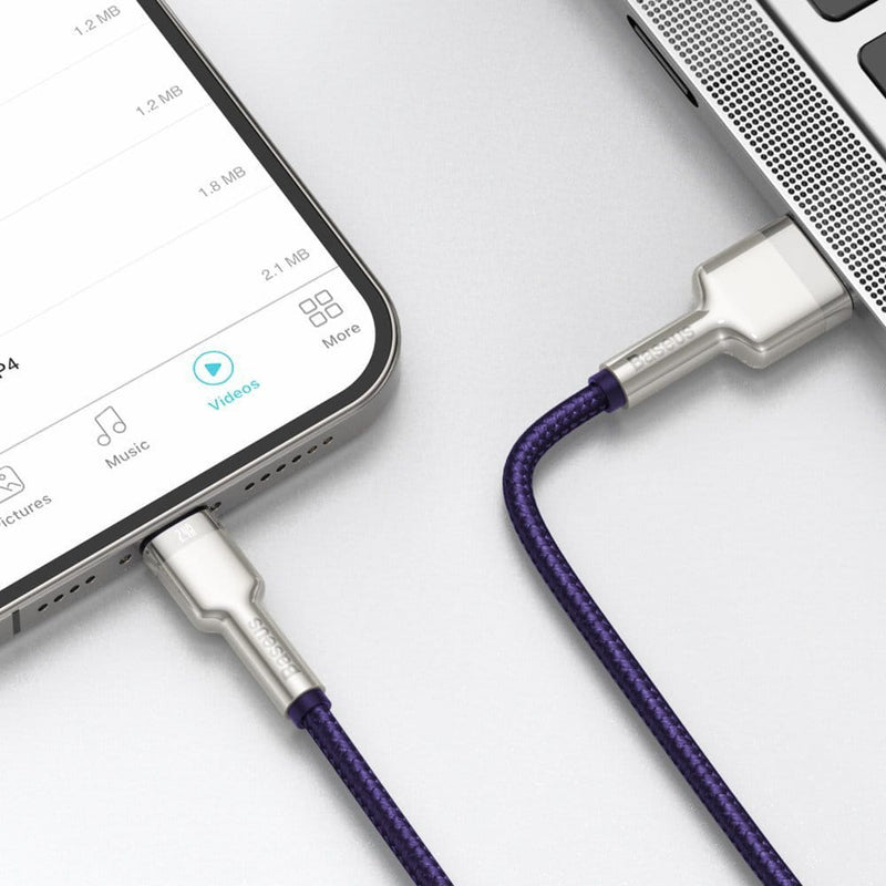 Cablu Cafule Metal USB la Lightning 1m 2.4A Violet - Baseus