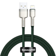 Cablu Baseus Cafule Metal USB la Lightning 1m 2.4A Verde