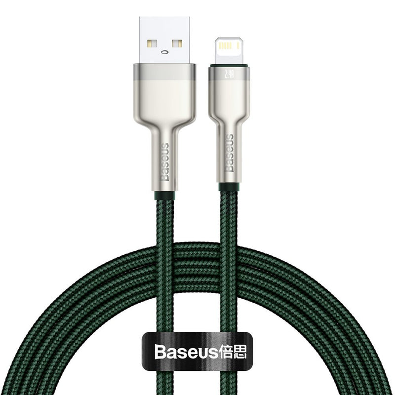 Cablu Baseus Cafule Metal USB la Lightning 1m 2.4A Verde
