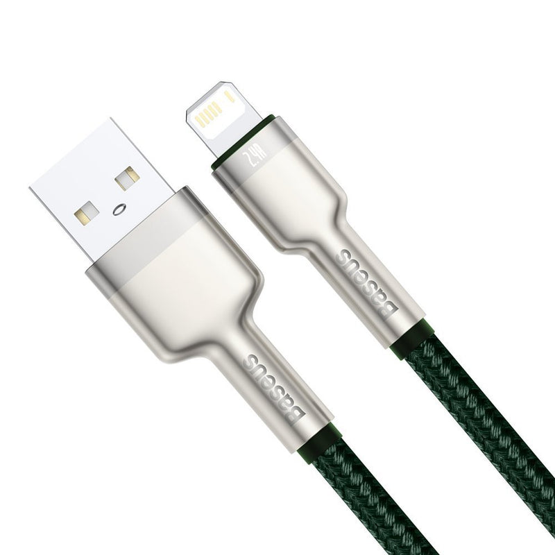 Cablu Cafule Metal USB la Lightning 1m 2.4A Verde - Baseus