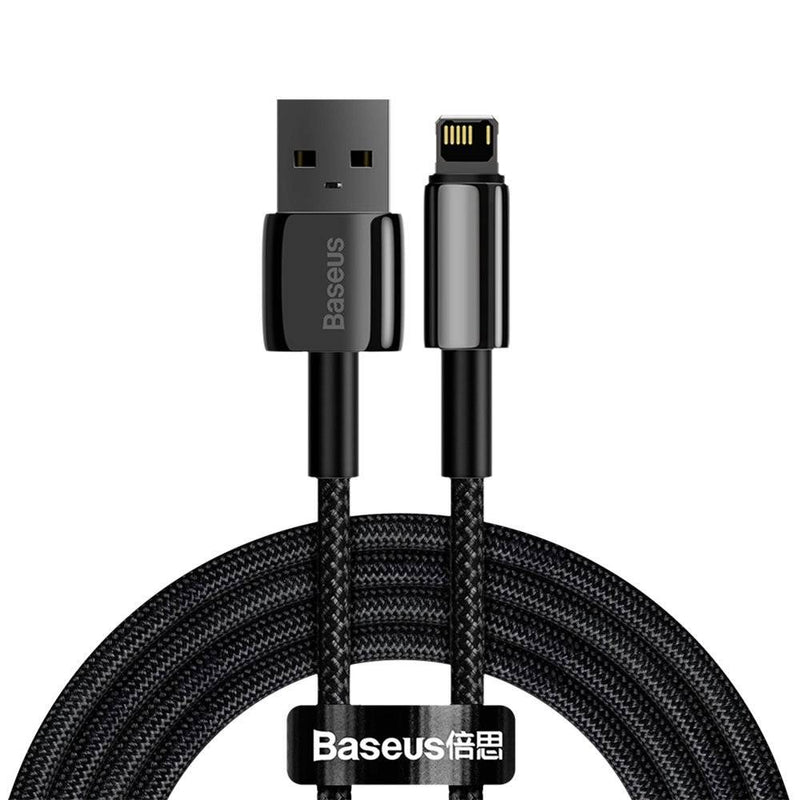 Cablu Baseus Tungsten Gold USB la Lightning 2m 2.4A Negru
