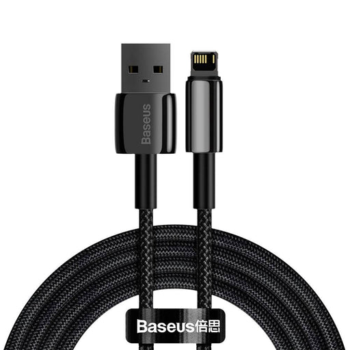Cablu Baseus Tungsten Gold USB la Lightning 2m 2.4A Negru