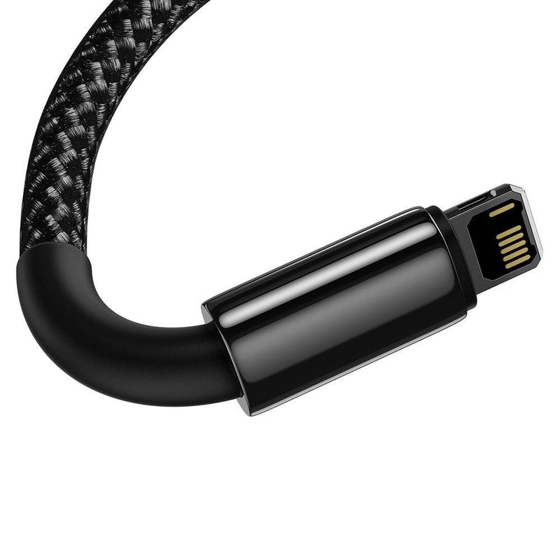 Cablu Tungsten Gold USB la Lightning 2m 2.4A Negru - Baseus