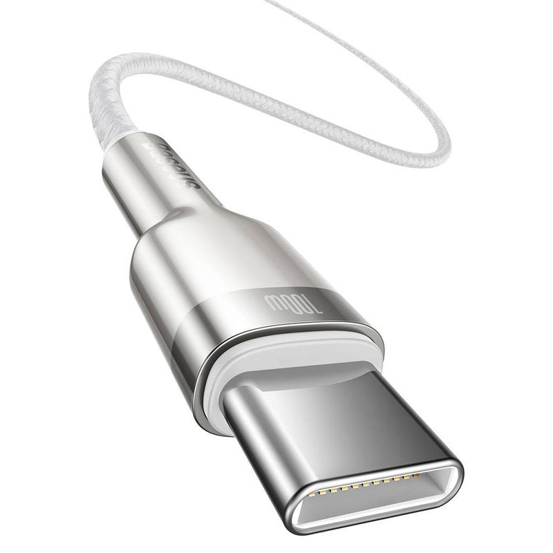 Cablu Cafule Metal USB-C la USB-C 1m 100W Alb - Baseus