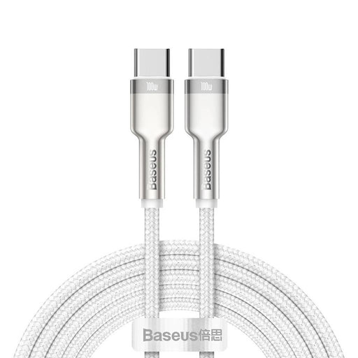 Cablu Baseus Cafule Metal USB-C la USB-C 2m 100W Alb