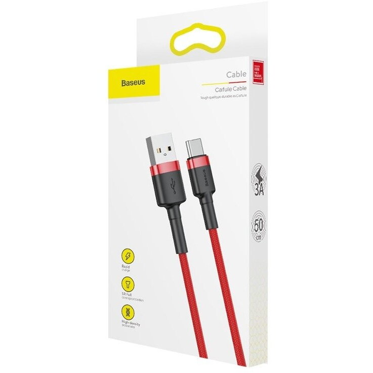 Cablu Cafule USB la USB-C 1m 3A Roșu - Baseus