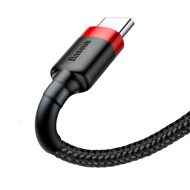 Cablu Cafule USB la USB-C 3m 2A Negru/Roșu - Baseus