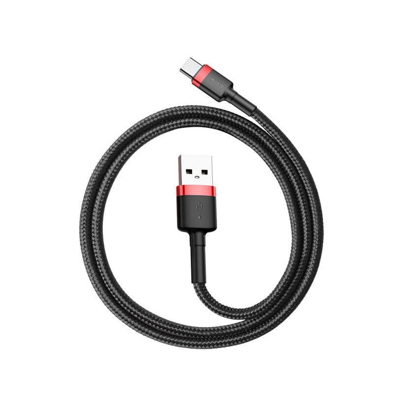 Cablu Cafule USB la USB-C 3m 2A Negru/Roșu - Baseus