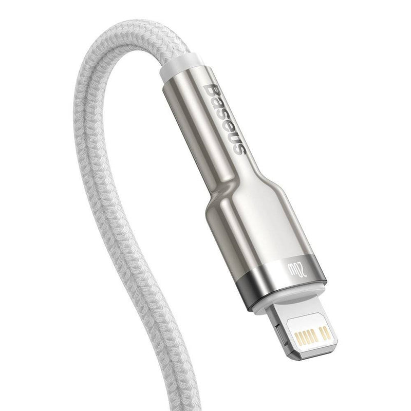 Cablu Cafule Metal USB-C la Lightning 1m 20W Alb - Baseus