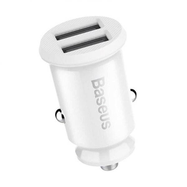 Încărcător Auto Grain 15W 2x USB Alb - Baseus