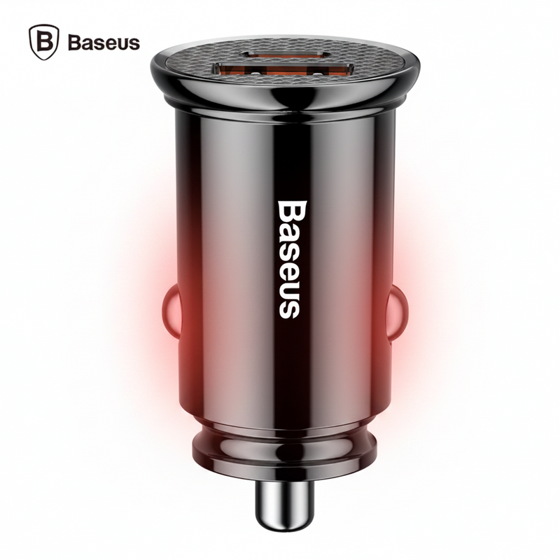 Încărcător Auto Circular Plastic PPS 30W USB USB-C Negru Baseus