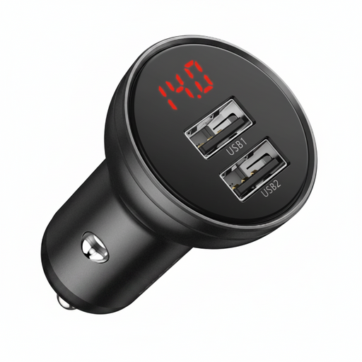 Încărcător Auto Digital Display 24W 2x USB Gri Baseus