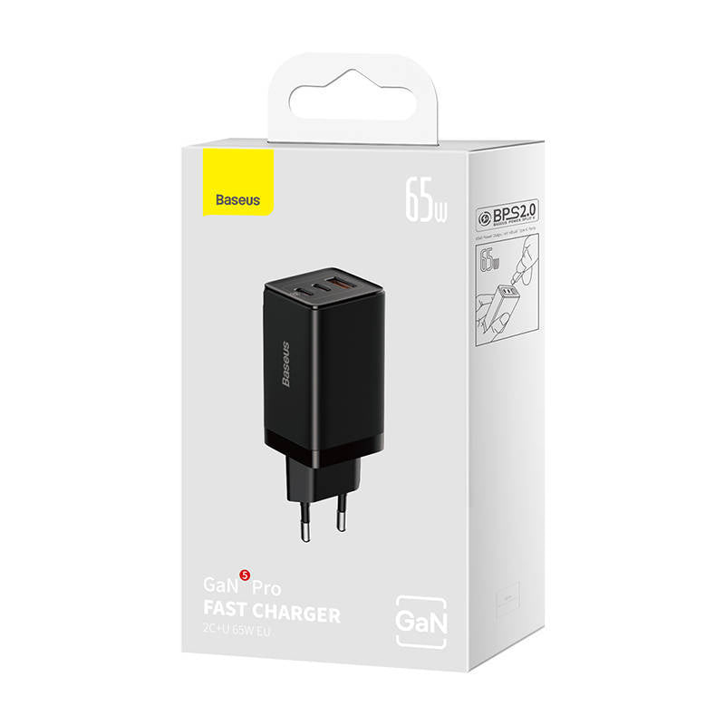Încărcător Rețea GaN5 Pro 65W 2x USB-C 1x USB Cablu Inclus Negru - Baseus