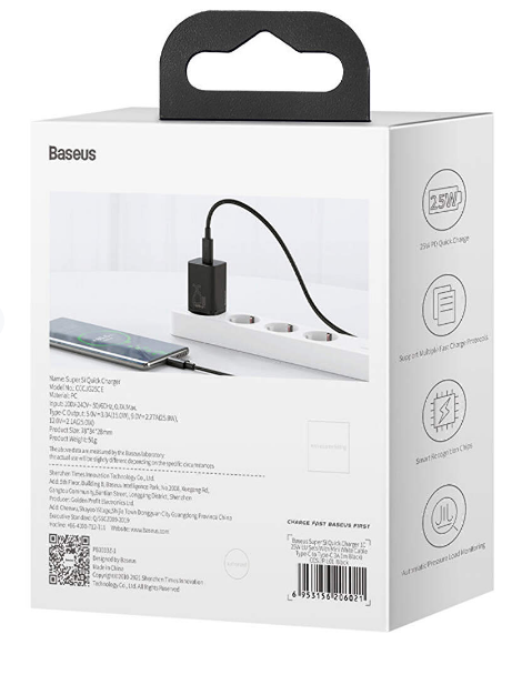 Încărcător Rețea Super Si 25W USB-C Negru - Baseus