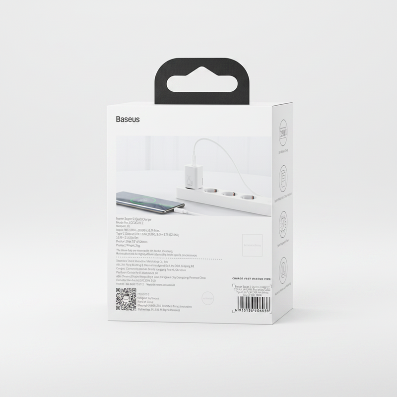Încărcător Rețea Super Si 25W USB-C Alb Baseus