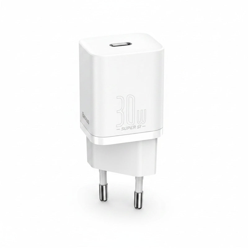 Încărcător Rețea Super Si 30W USB-C Alb Baseus