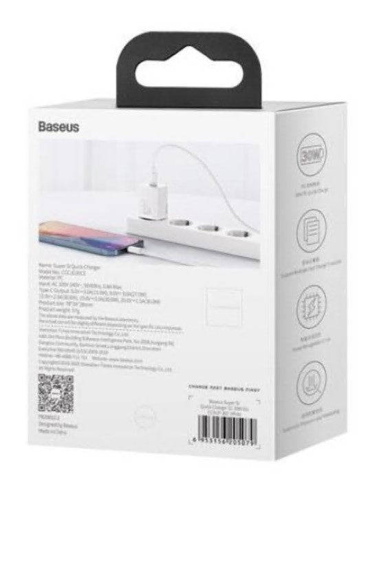 Încărcător Rețea Super Si 30W USB-C Alb - Baseus