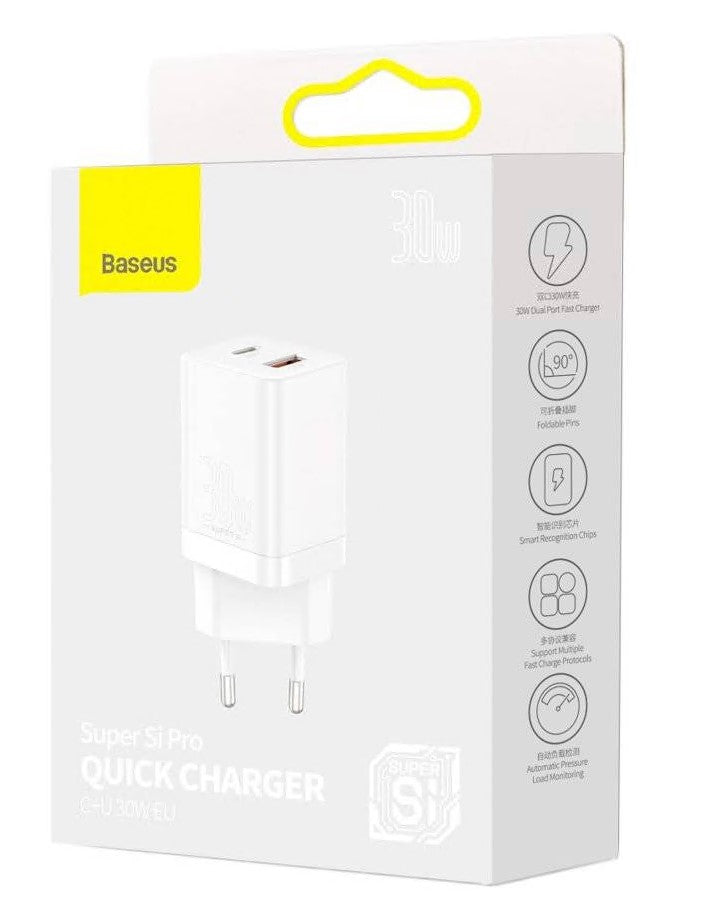 Încărcător Rețea Super Si Pro 30W USB-C USB Alb - Baseus