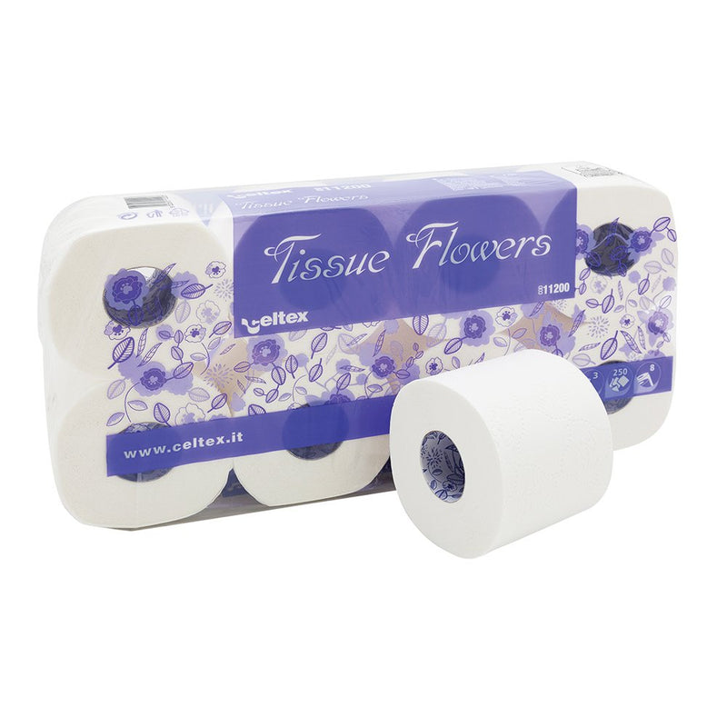 Hartie igienica Celtex Tissue Flowers 3 straturi - 8 role - imagine produs