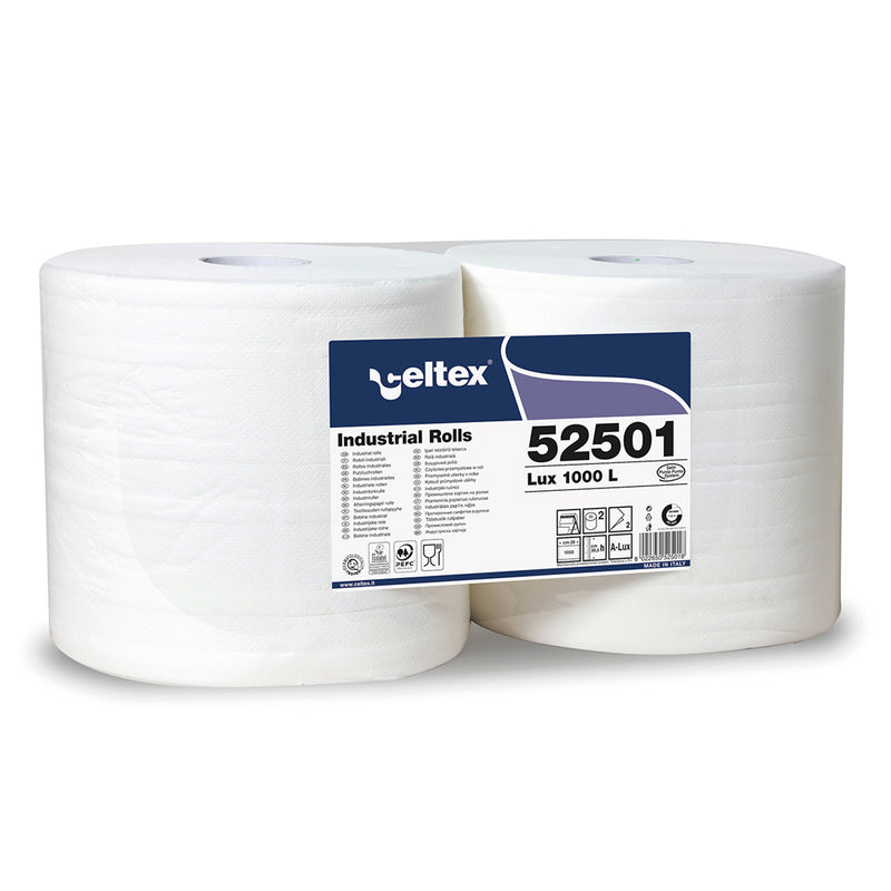 Rola lavete industriale Celtex 2 straturi - 2 role 52501 albă