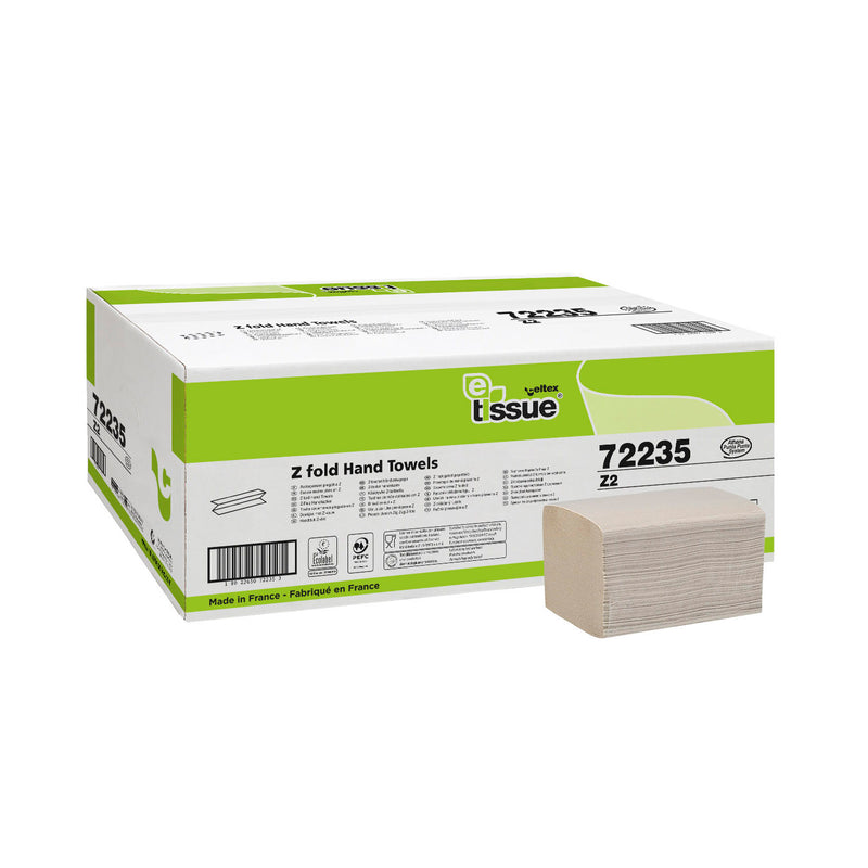 Prosoape hartie pliate Z Celtex E-Tissue bej 2 straturi - 25 pachete x 150 buc - imagine produs