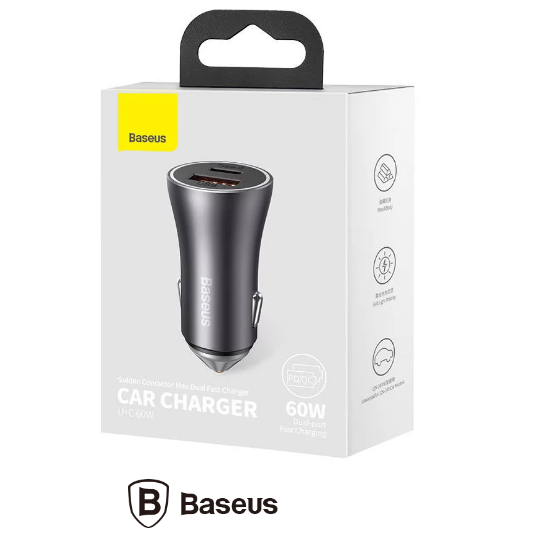 Încărcător Auto Golden Contactor Max 60W USB USB-C Gri - Baseus