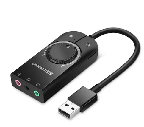 Placa de sunet CM129 convertor stereo USB(T) la 2xJack 3.5 sound si 1x3.5 mic ctr vol si buton mute sound si mic - Ugreen