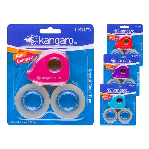 Dispenser biroumini TD-124/Y3, cu 2 benzi adezive transparente incluse Kangaro - imagine produs