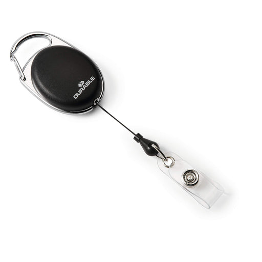 Suport Ecuson Retractabil Oval 80 cm cu Clemă de Curea Negru - Durable