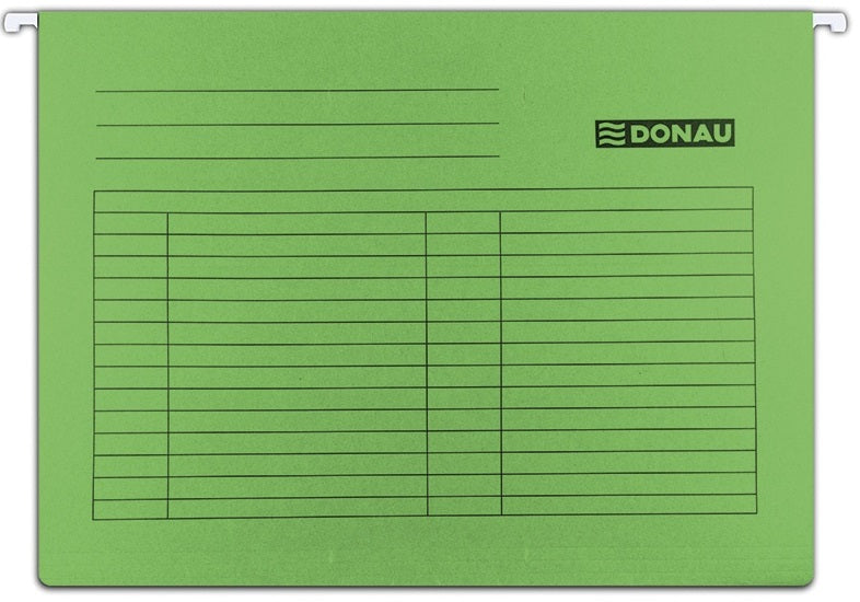 Dosar Suspendabil cu Etichetă, Baghetă Metalică, Carton 230g/mp, 5 buc/Set, Verde marca Donau